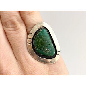 Turquoise Navajo Inspired Gemstone 925 Sterling Silver Vintage Ring - sz 5.75